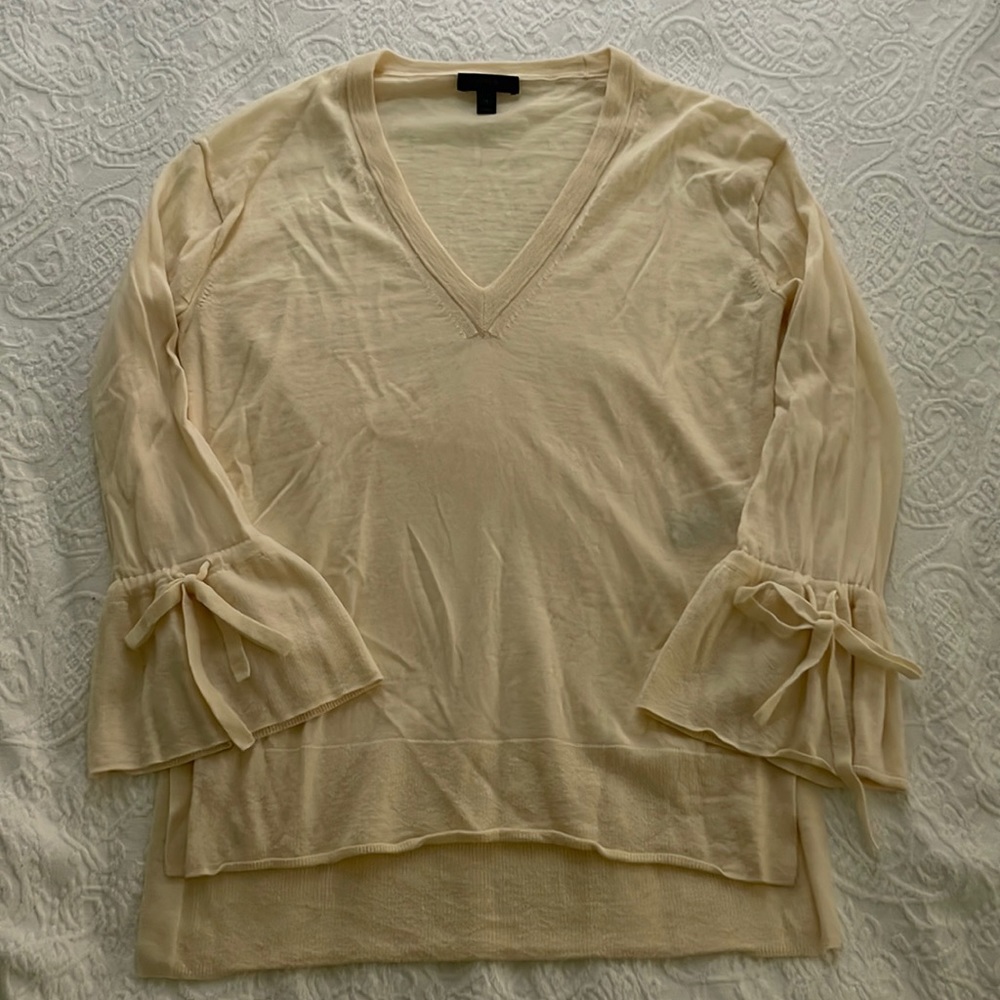 J Crew V Neck sweater with Ruffle Sleeve